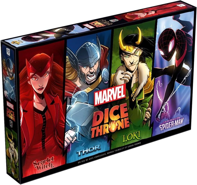 Marvel Dice Throne: Bruja Escarlata, Thor, Loki y Spider-Man — el pack de cuatro héroes que lleva el sistema al universo Marvel