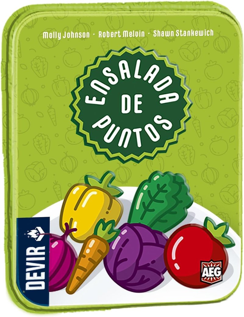 Point Salad: seis tipos de verdura, cada carta tiene puntuación al dorso y al frente, y el draft de ensalada donde cambiar de estrategia a mitad de partida es a veces la mejor jugada