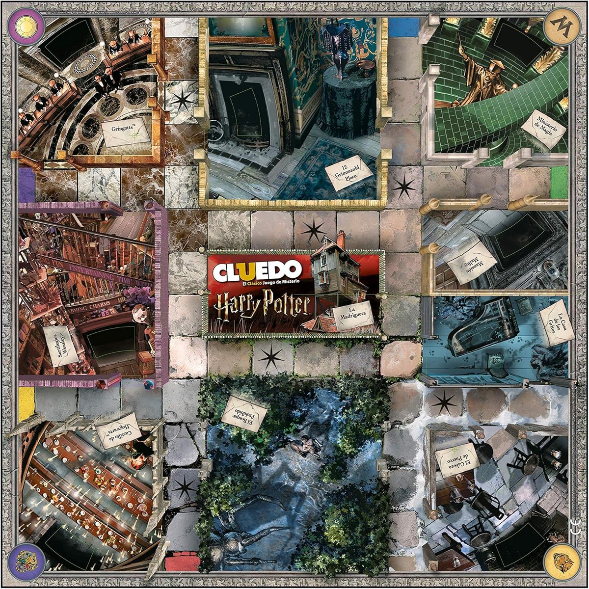 Cluedo Harry Potter: el tablero de Hogwarts con ruedas que abren pasadizos y la Red Flu que hace que el Cluedo clásico se mueva diferente